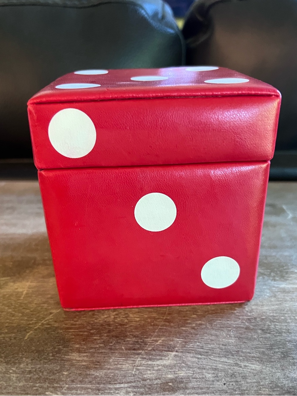 Red Leather Decorative Storage Box Dice Die